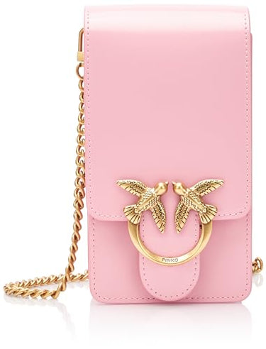 Pinko Damen Love One Smart gebürstetes Leder glänzend Reisezubehör-Brustbeutel, P31q_Marine-Antik-Gold im Sale